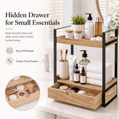 Ukonvi tiroir ouvert illustrant rangement discret et protection des petits objets