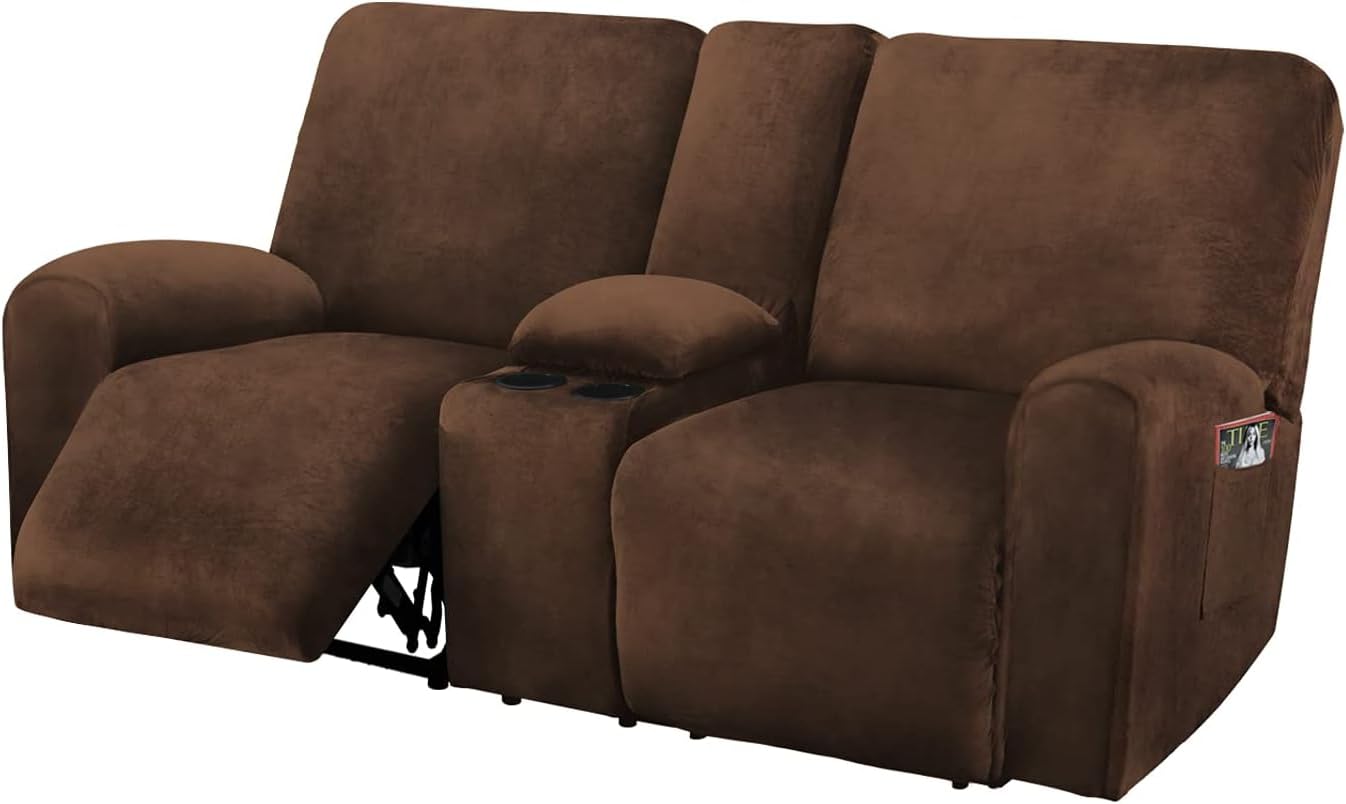 ULTICOR face du love seat chocolat montrant protection complète et aspect neuf