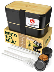 Umami boîte bento face avant noir et bambou, look professionnel et rangement pratique