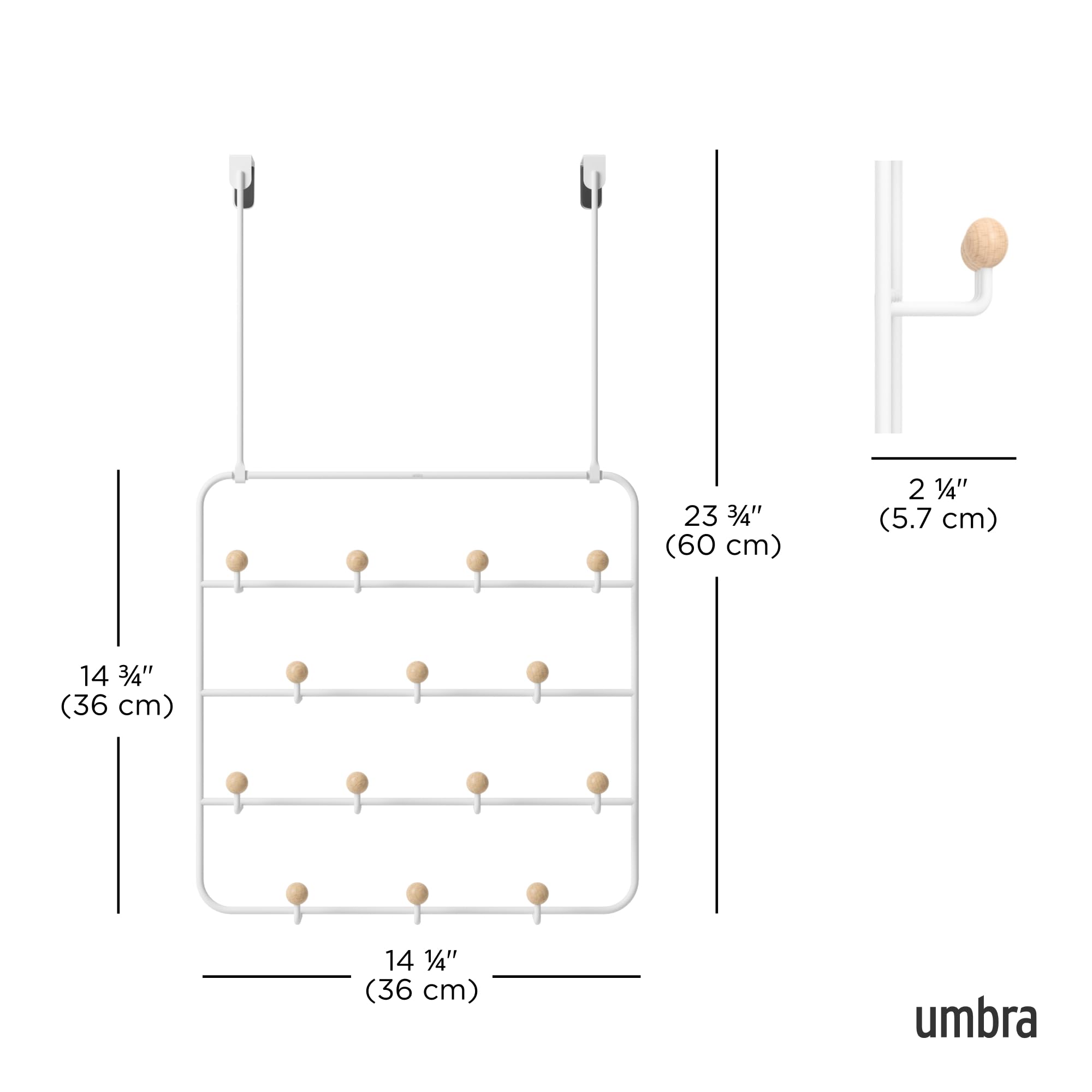 Umbra Estique suspendu sur une porte avec crochets fournis pour gain de place