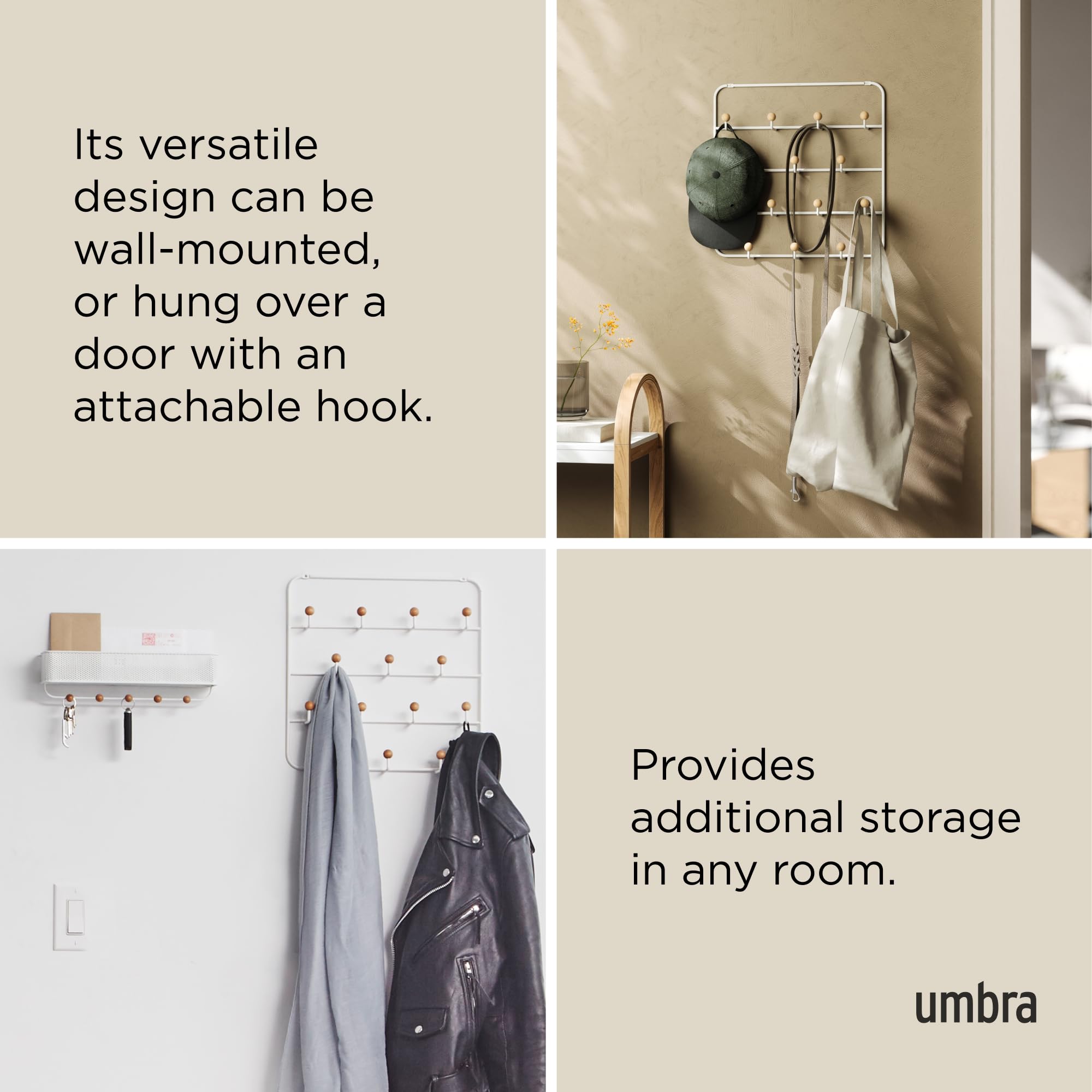 Umbra Estique vue de profil indiquant dimensions et échelle pratique