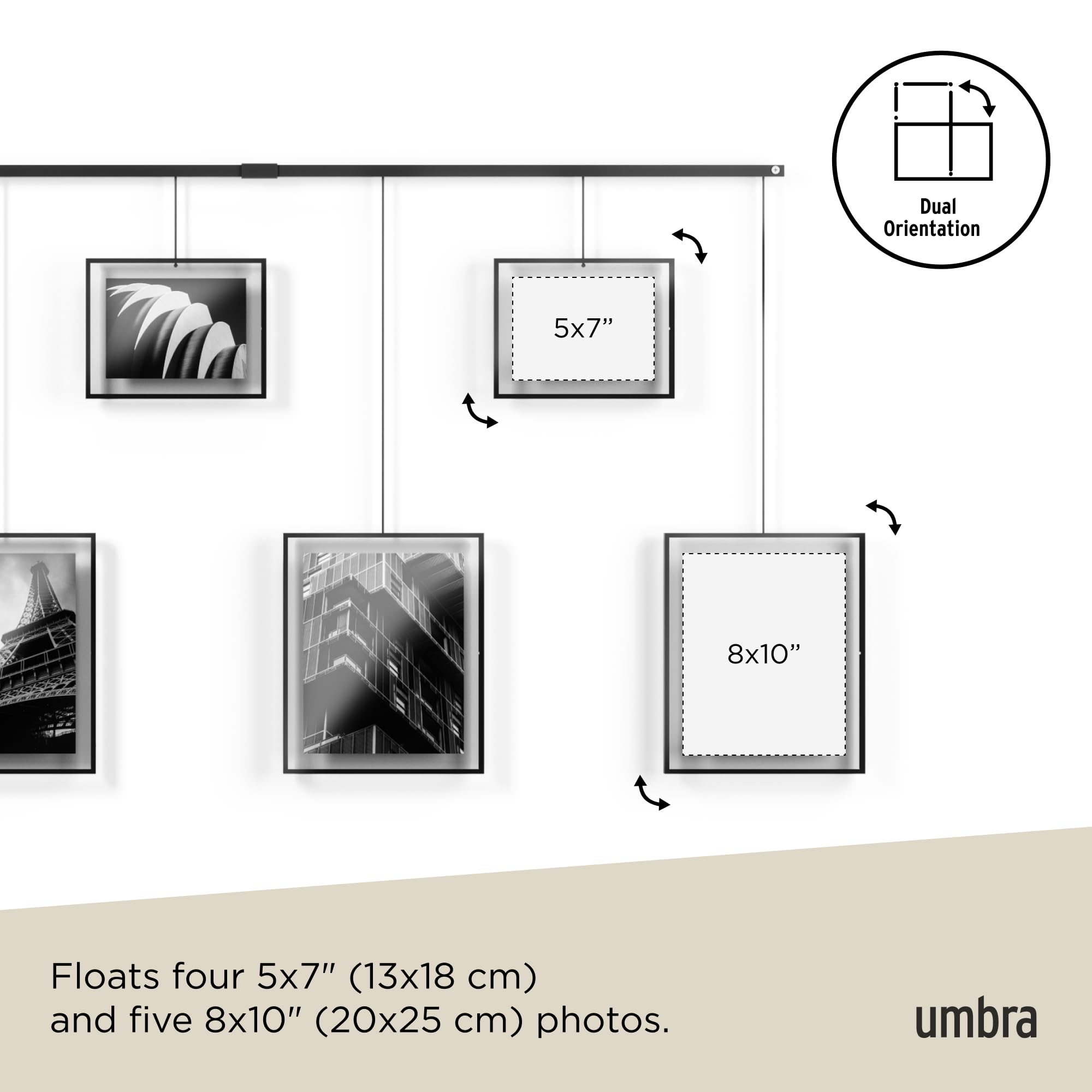 Umbra : présentation inclinée le long d'un escalier, adaptabilité visuelle