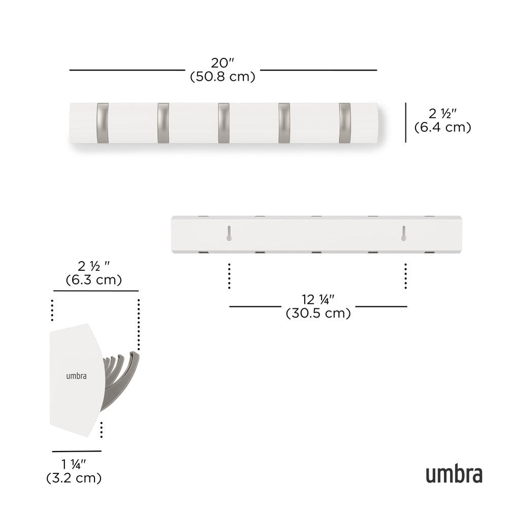 Umbra Flip crochets repliés profil fin pour un mur dégagé