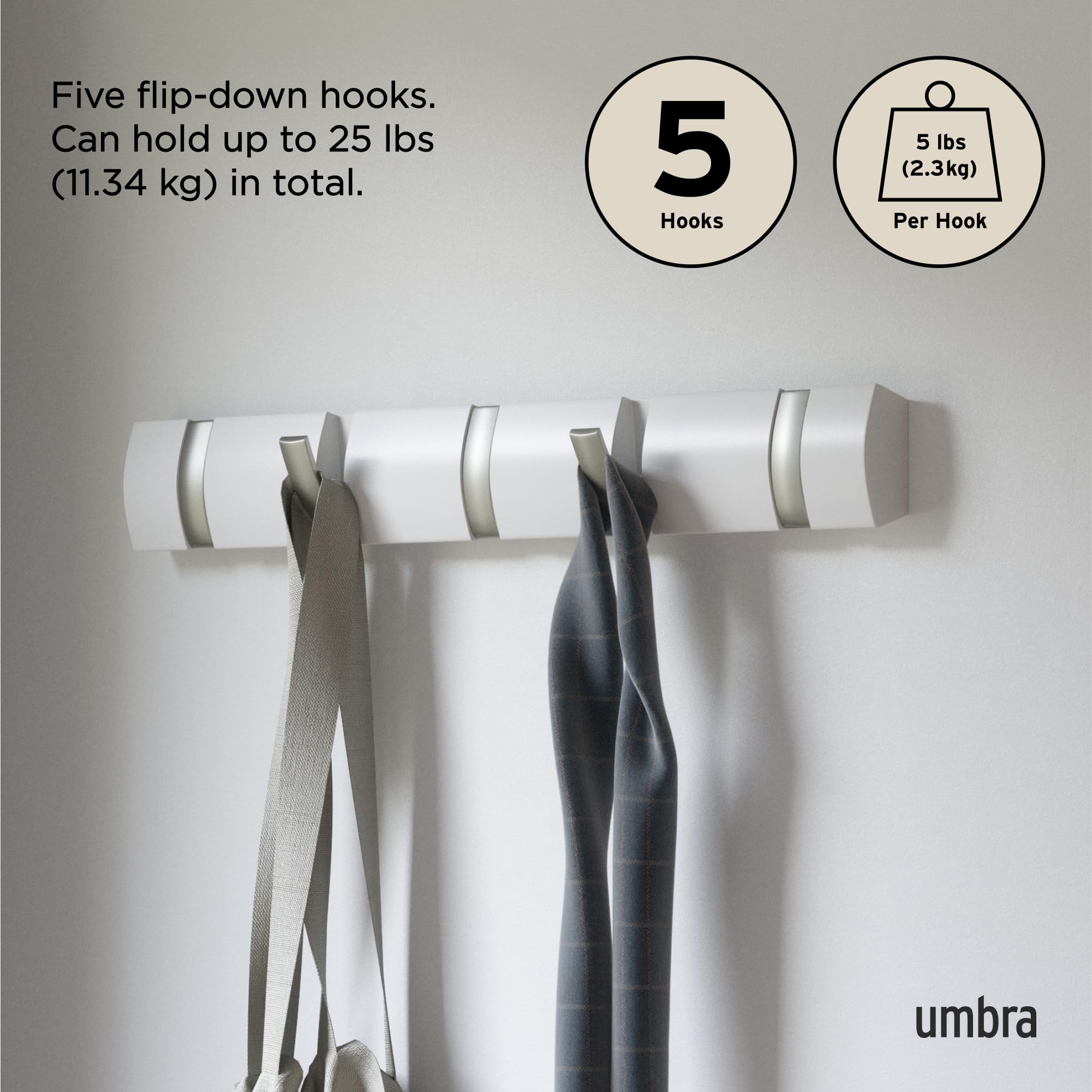 Umbra Flip comparaison taille avec une règle, dimensions claires