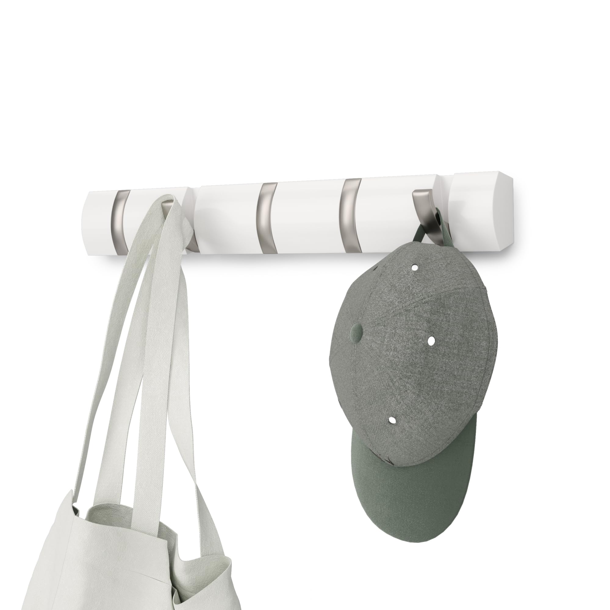 Umbra Flip vue frontale murale blanc/nickel, solution gain de place
