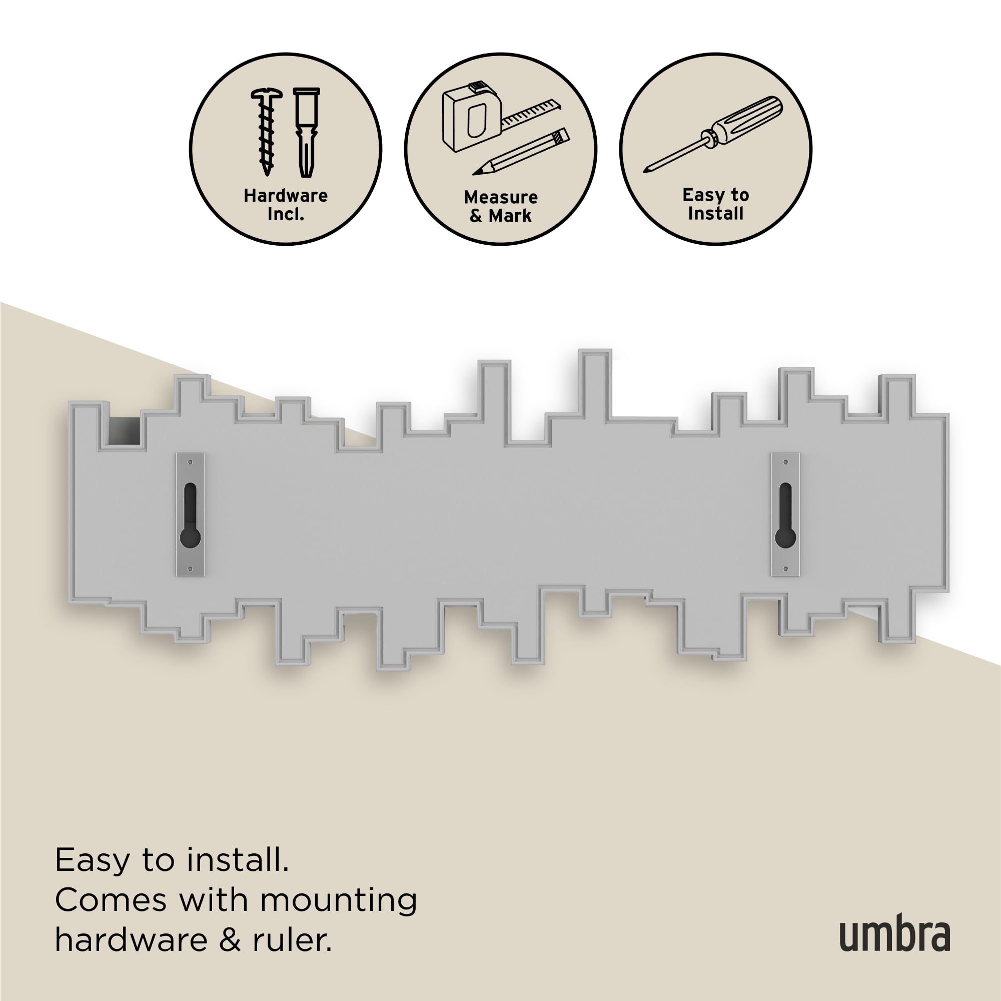 Umbra Sticks comparaison d'échelle montrant dimensions compactes et proportions