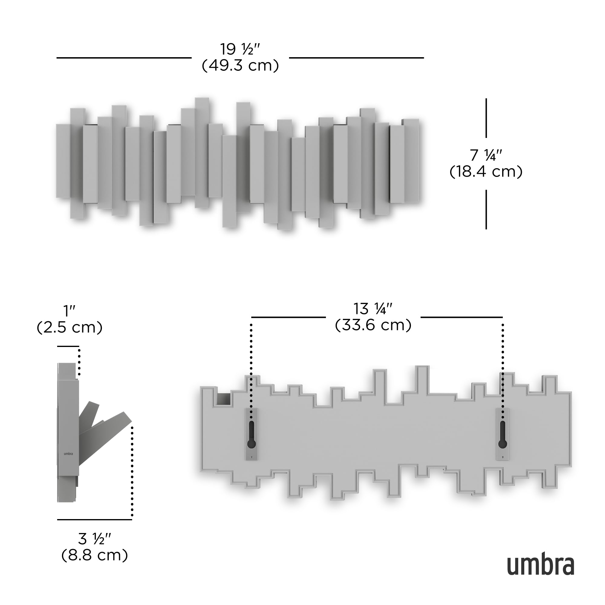 Umbra Sticks profil fin affichant faible projection et optimisation d'espace