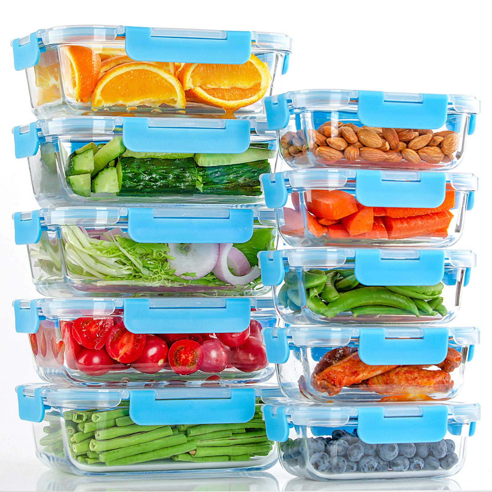 UMEIED boîtes en verre face avant montrant la transparence et rangement facile