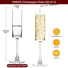 UMEIED profil complet d’une flûte en cristal, élégance visuelle