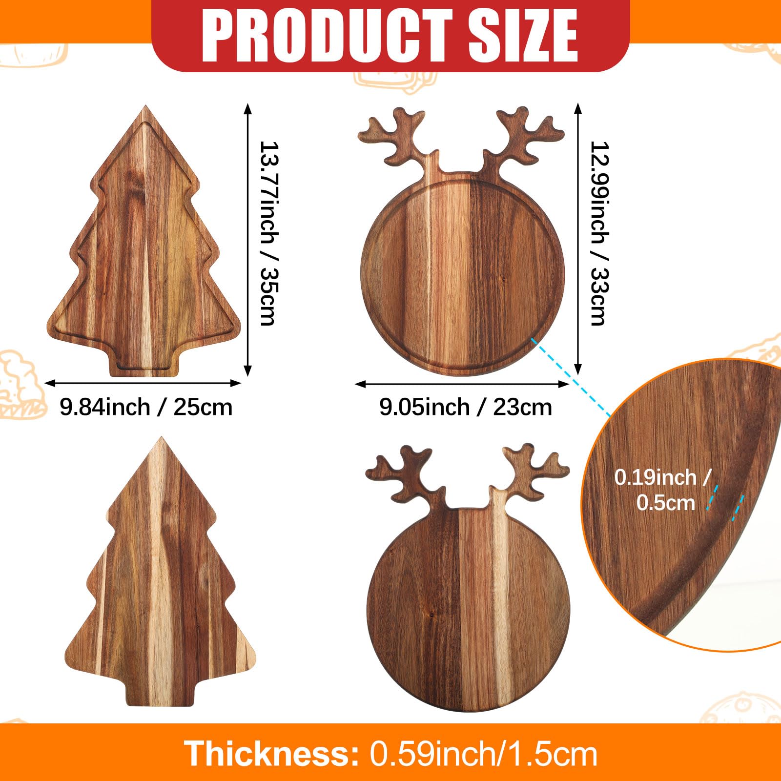 Umigy planche renne en acacia pour servir fromages et amuse-bouches facilement