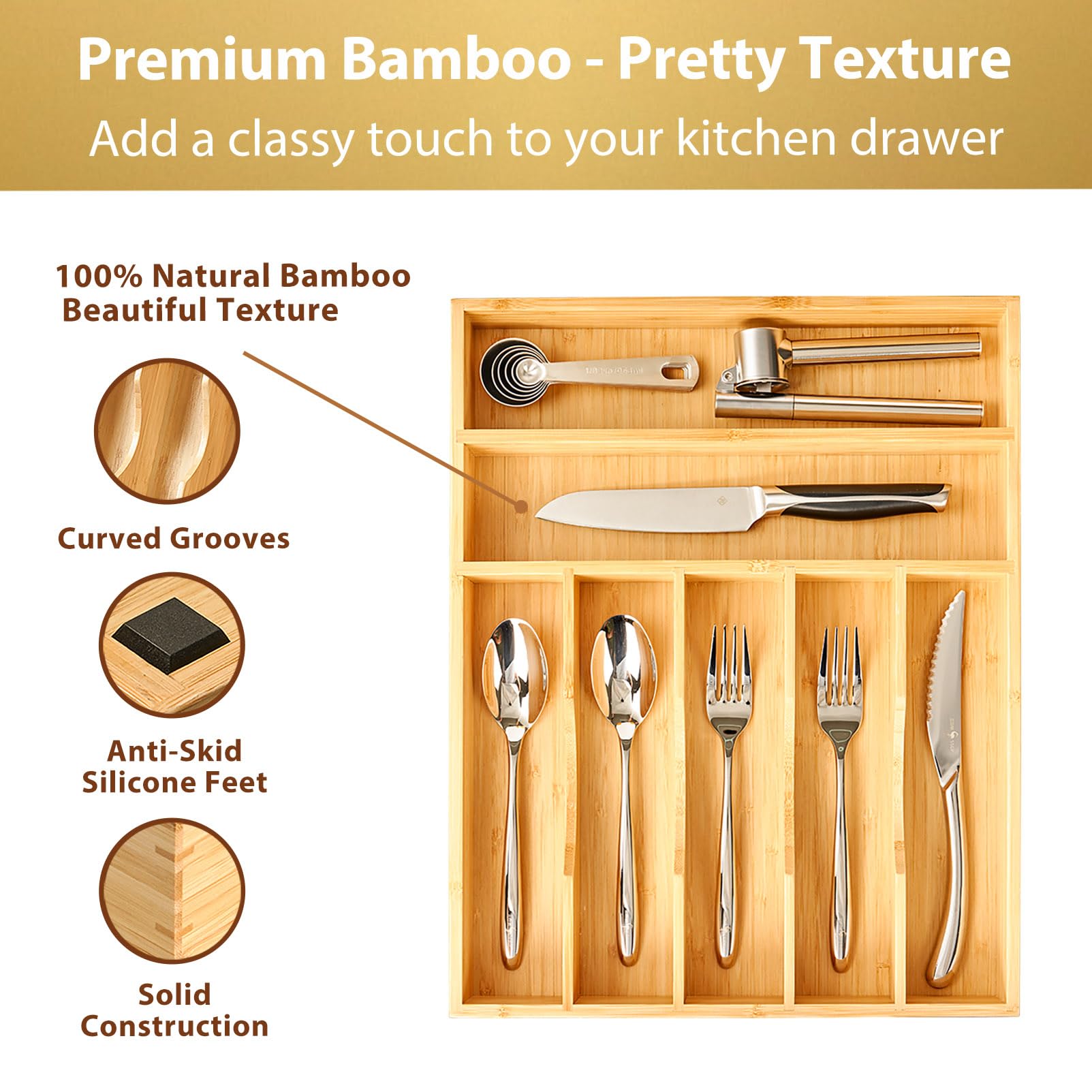Umilife gros plan sur le grain de bambou durable et résistant aux rayures
