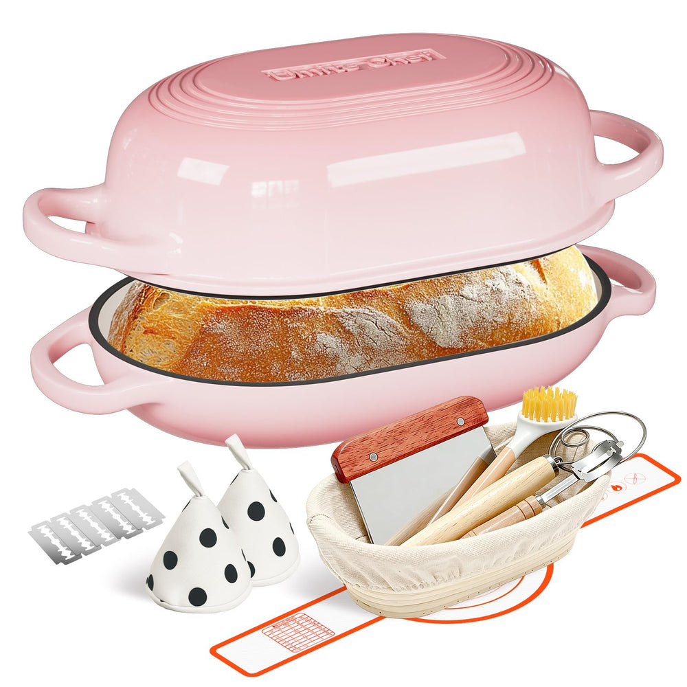 Umite Chef cocotte 5QT rose vue frontale montrant design et capacité