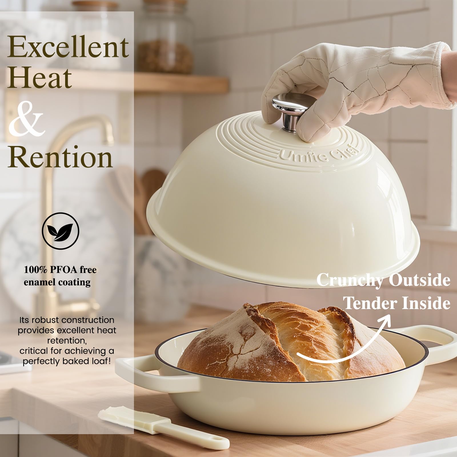 Umite Chef cocotte en cours d’utilisation dans un four, garantissant une cuisson homogène et sûre