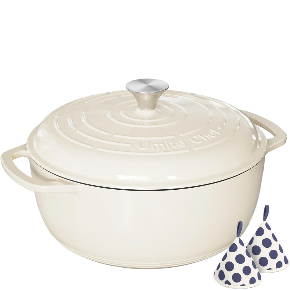 Umite Chef vue frontale de la cocotte crème, design élégant et pratique