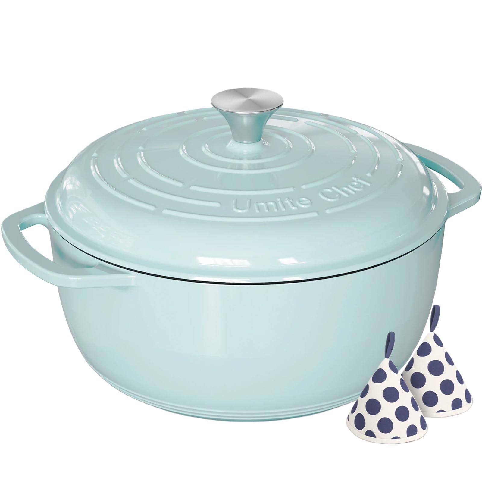 Umite Chef cocotte bleue vue de face montrant design et capacité