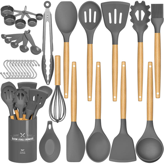 Umite Chef ensemble 33 ustensiles vue frontale, rangement optimisé