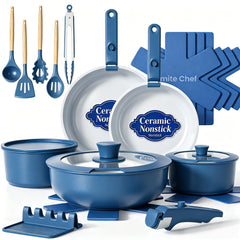 Umite Chef ensemble complet 21 pièces montrant rangement et polyvalence
