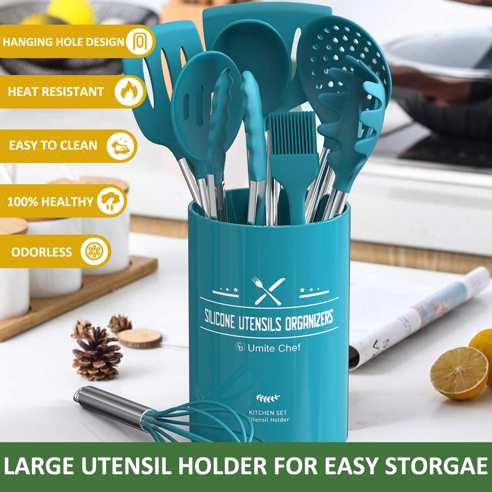 Umite Chef lifestyle cuisine bleu ensemble assorti apportant style et praticité
