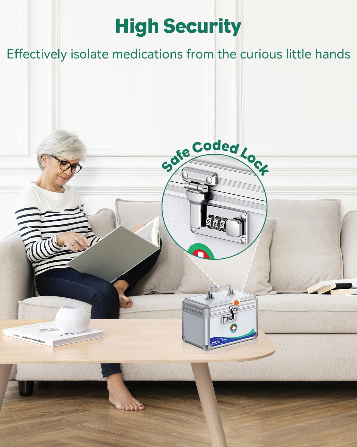 Uniclife boîte en situation domestique sécurisant médicaments hors de portée
