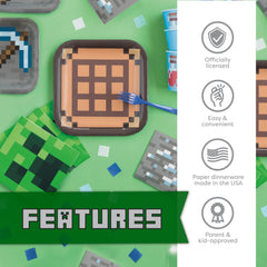 Unique gros plan assiettes Minecraft papier résistant pour gâteau