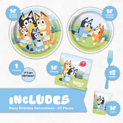 Unique Bluey ensemble sur table prêt à servir pour une fête organisée