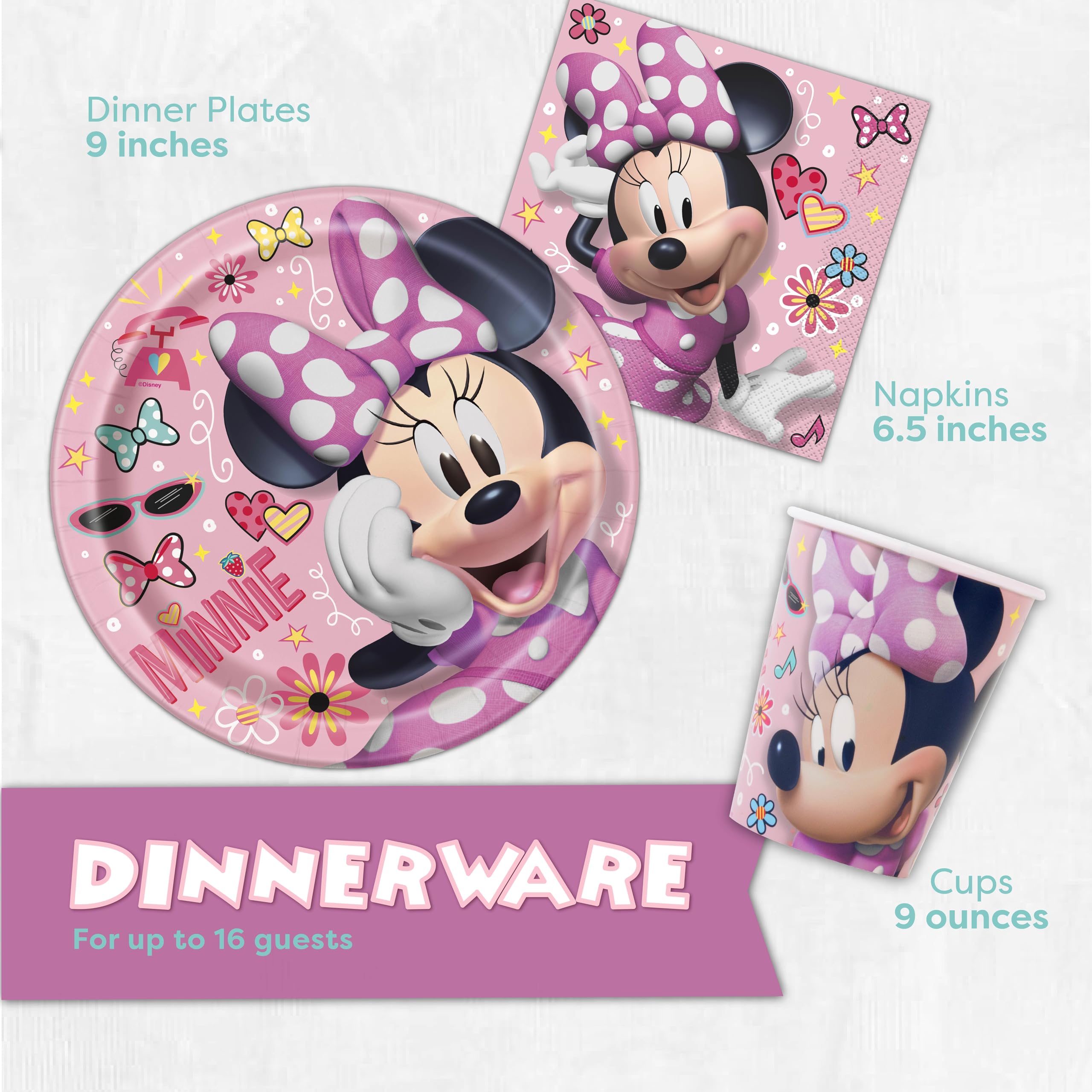 Unique bannière Minnie installée au-dessus table crée point focal