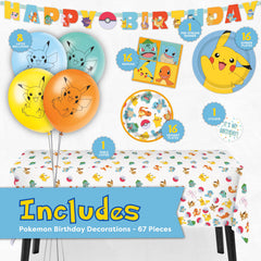 Unique serviettes Pokemon et autocollant d'anniversaire pour personnaliser le siège de l'invité