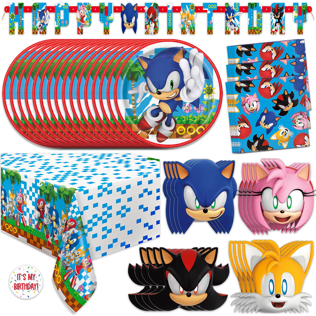 Unique face du packaging officiel Sonic montrant le visuel coloré pour fête