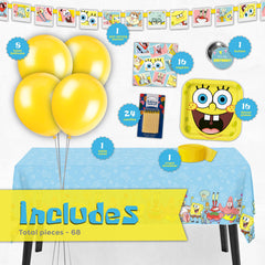 Unique Spongebob table de fête dressée pour 16 invités, look cohérent et festif