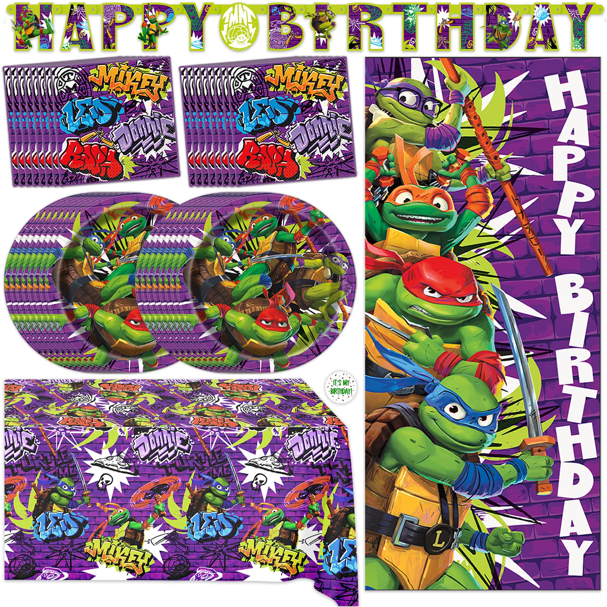 Unique pack Teenage Mutant Ninja Turtles montré face avant pour une déco complète