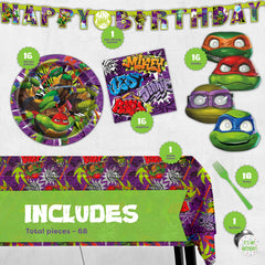Gros plan de la nappe Unique TMNT montrant texture étanche et nettoyage facile