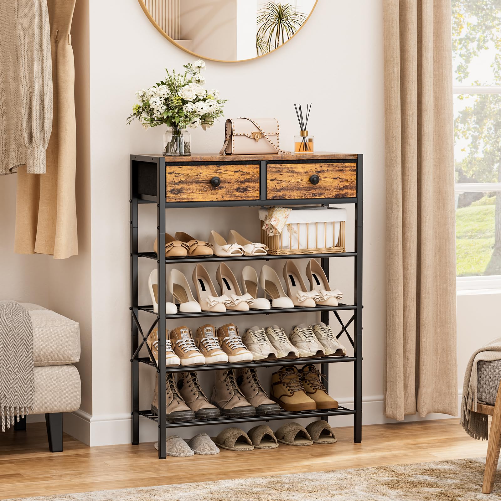 UNITSTAGE détail du plateau en bois brun rustique, résistant et esthétique