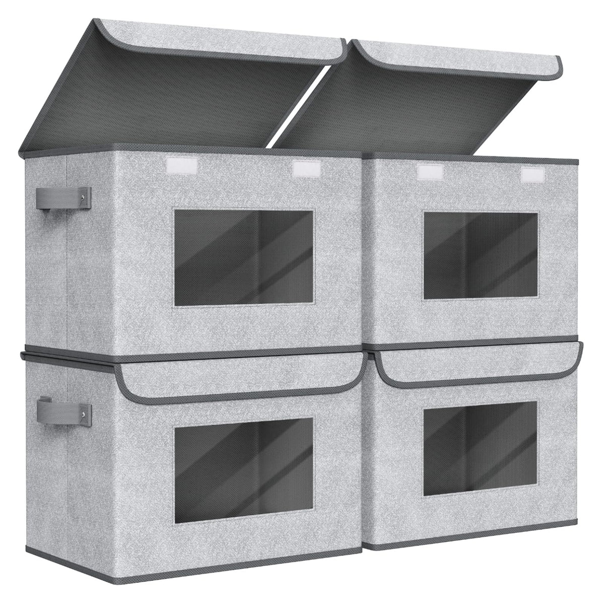 Univivi boîte de rangement face avant montrant design gris et couvercle propre