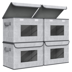 Univivi boîte de rangement face avant montrant design gris et couvercle propre