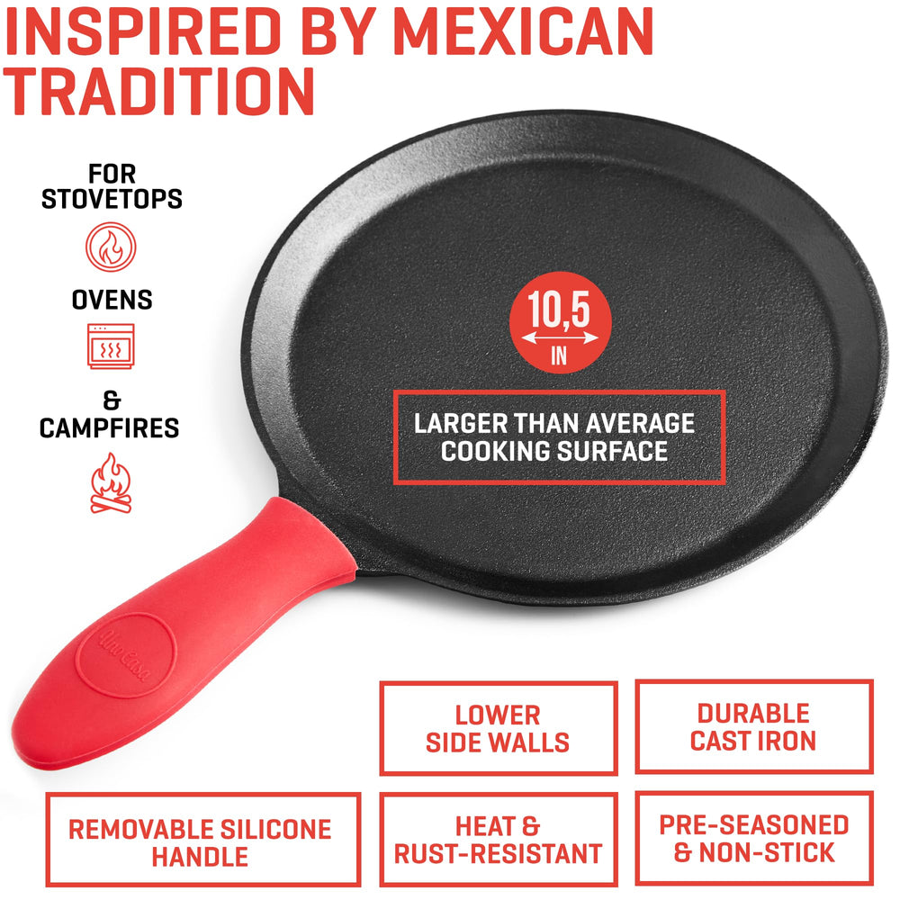 Uno Casa comal profil illustrant épaisseur et robustesse pour cuisson uniforme