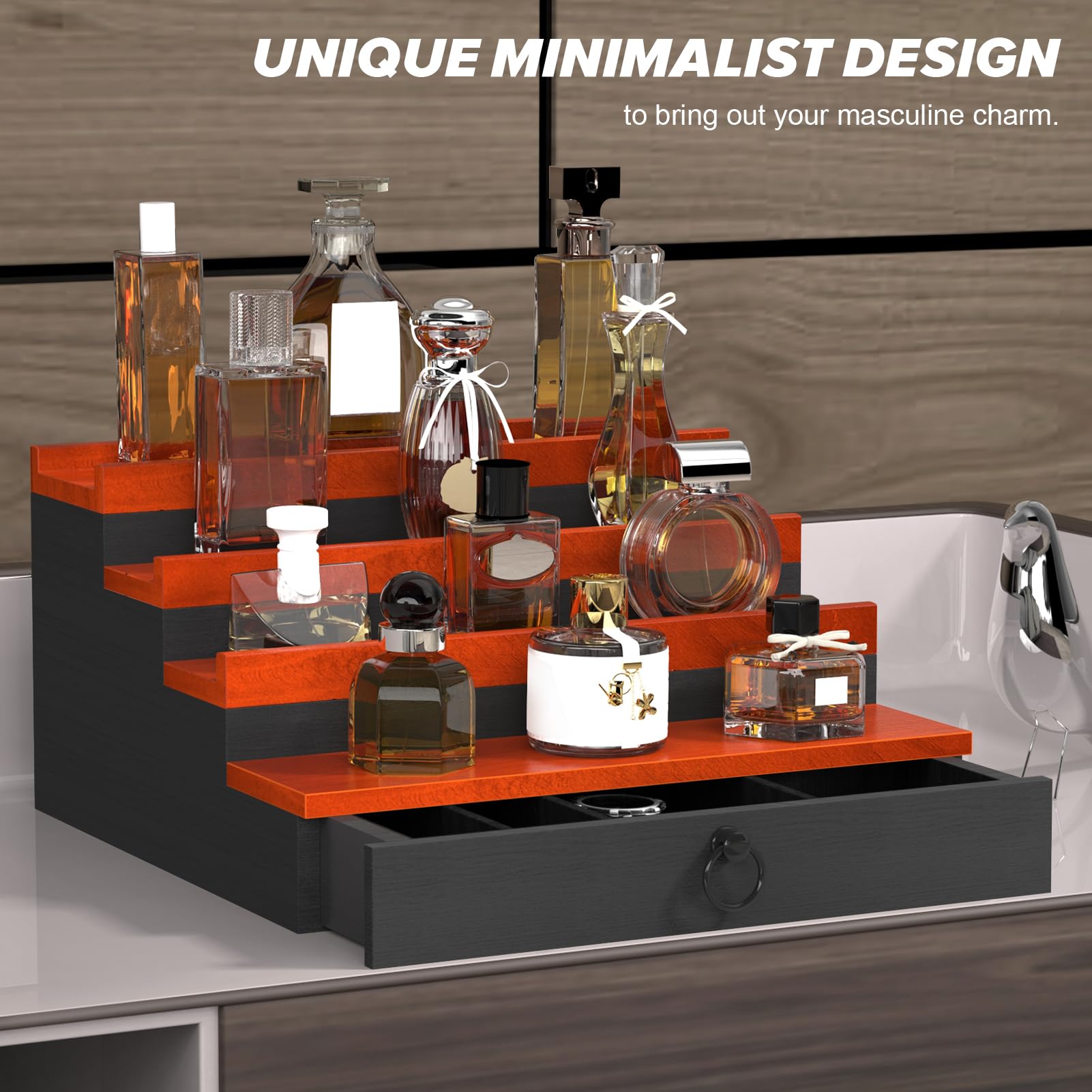 upcessory vue plongeante montrant organisation et disposition optimale des flacons