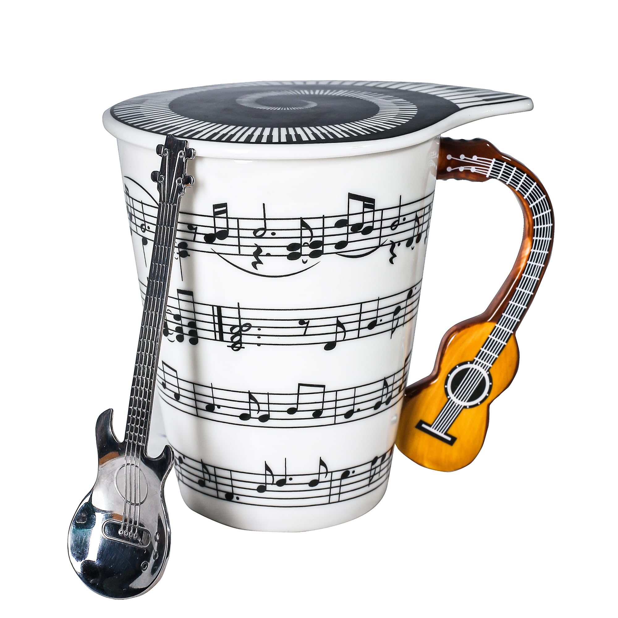 Upper Midland Products mug guitare face avant montrant design musical
