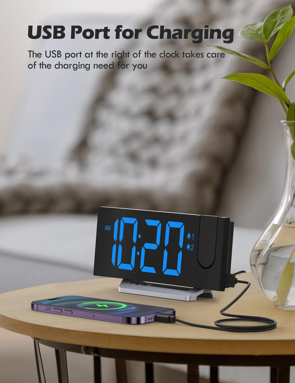Uptimus à côté d’un smartphone pour comparer l’échelle et la lisibilité