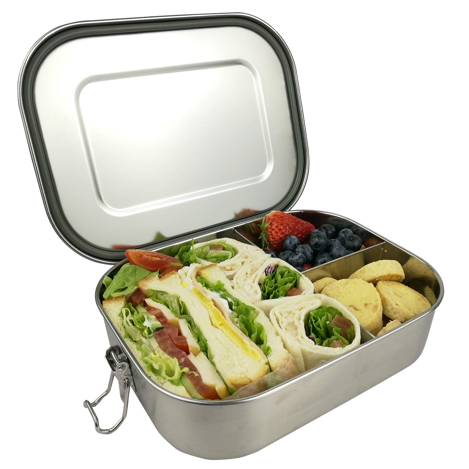 UPTRUST boîte bento inox face avant montrant le verrou sécurisé