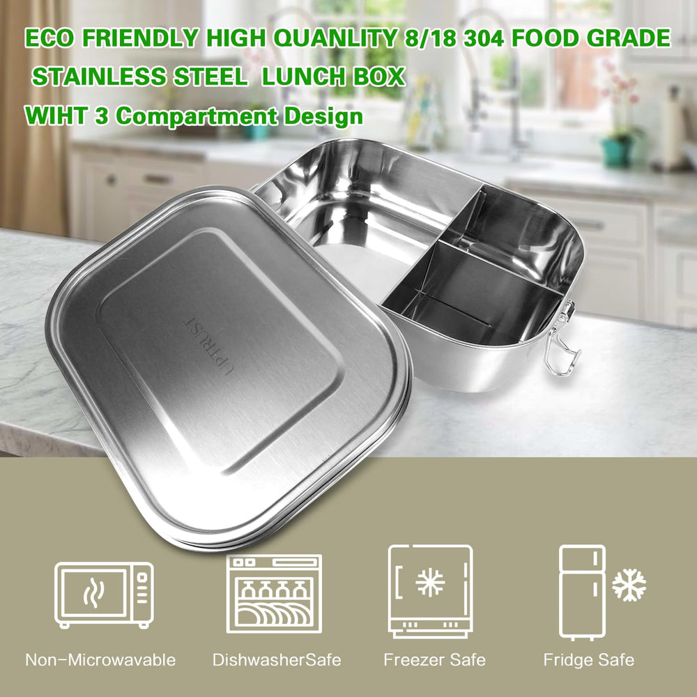 UPTRUST bento ouvert affichant trois compartiments pour portions pratiques