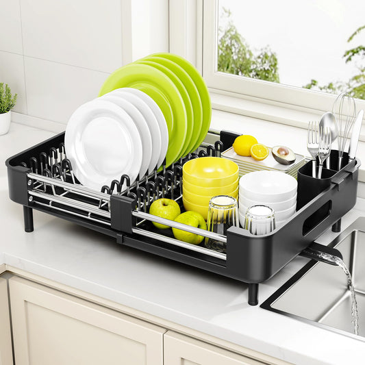 Urackify vue frontale de l'égouttoir noir montrant gain de place