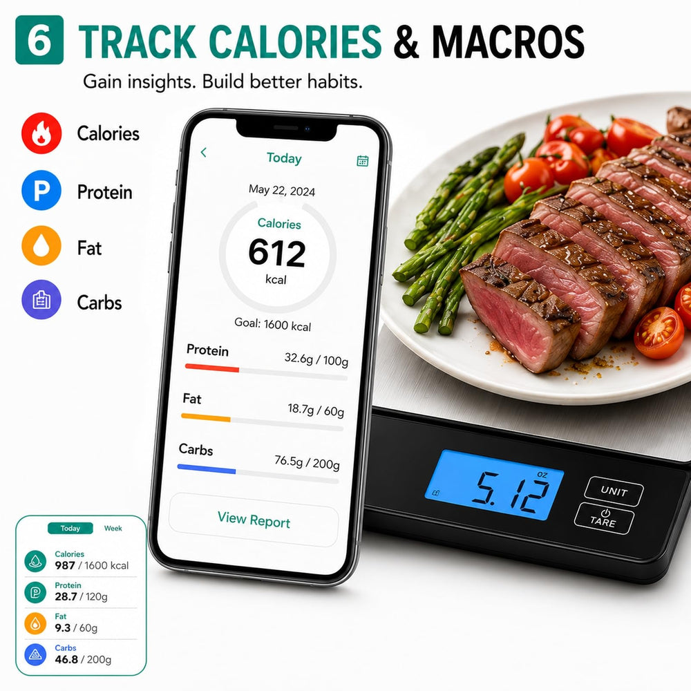 URAMAZ application smartphone en bluetooth affichant calories et macros pour suivi