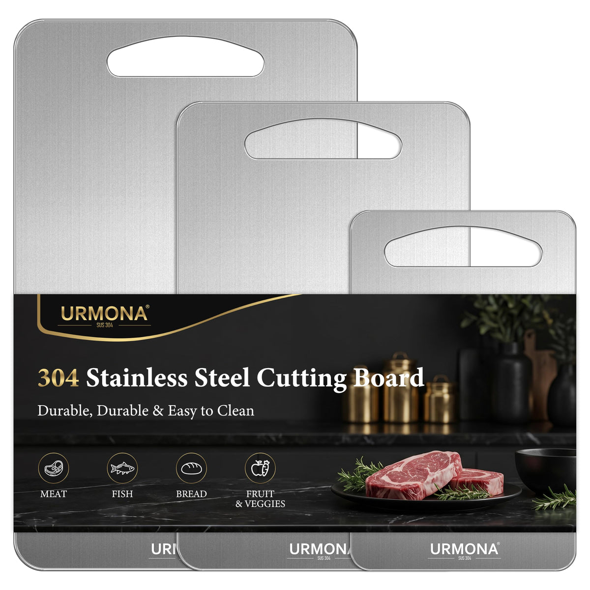 URMONA planche inox face avant montrant robustesse et hygiène