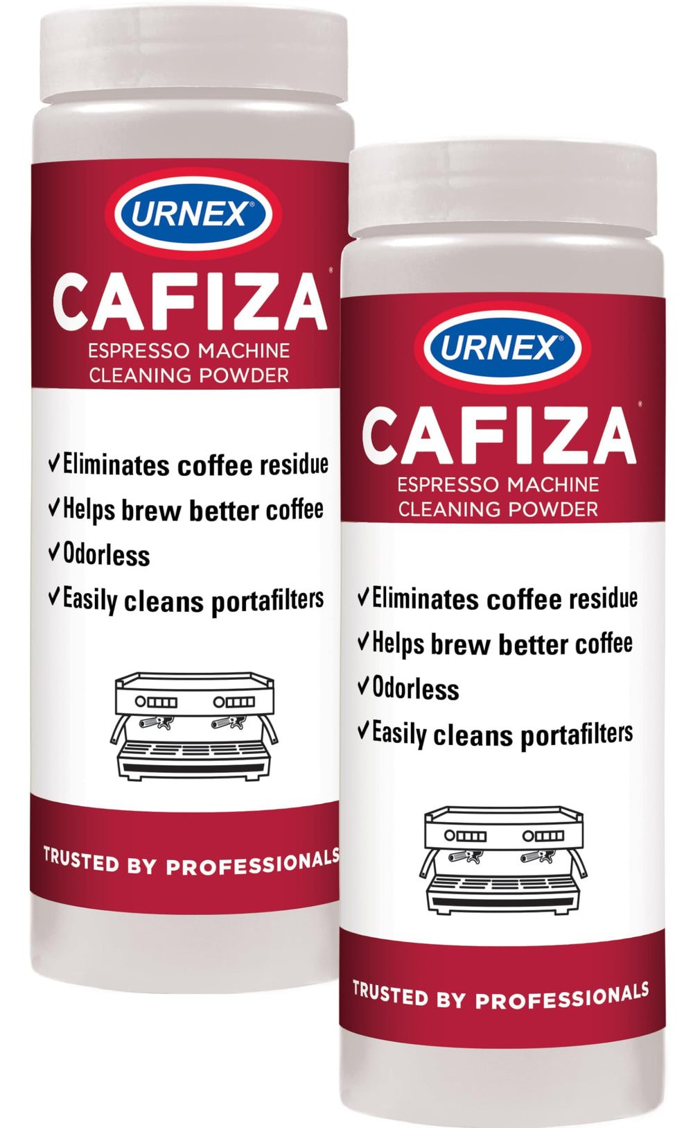 Urnex Cafiza emballage recto montrant le lot de deux boîtes et informations produits