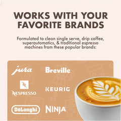 Urnex Dezcal en utilisation dans une machine espresso montrant nettoyage efficace