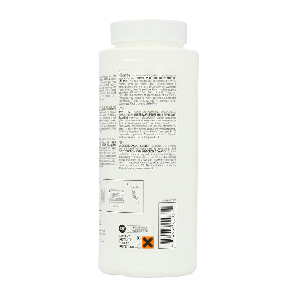 Urnex Dezcal poudre gros plan, texture fine pour dosage précis