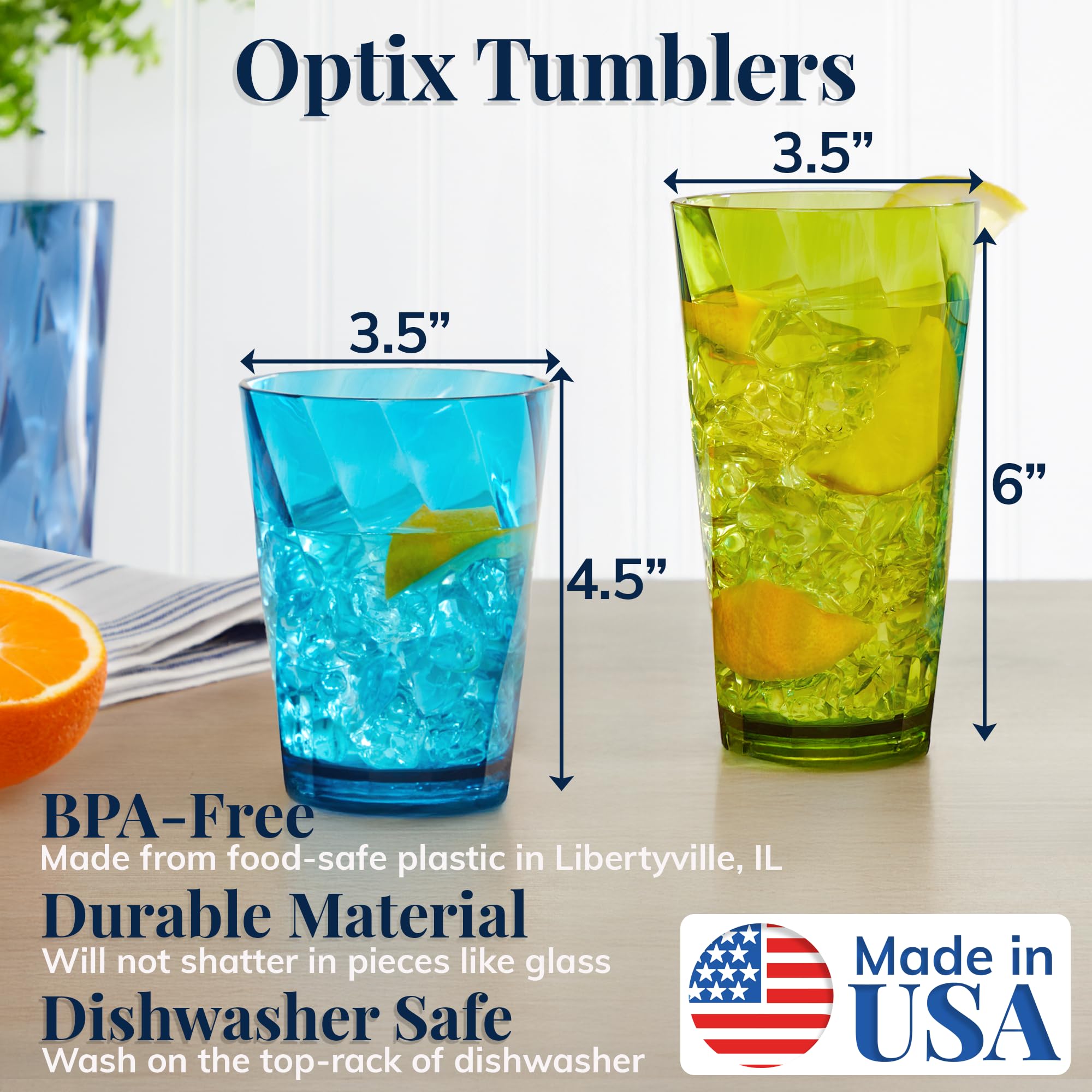 US Acrylic - gros plan du verre 14oz montrant la texture torsadée et robustesse