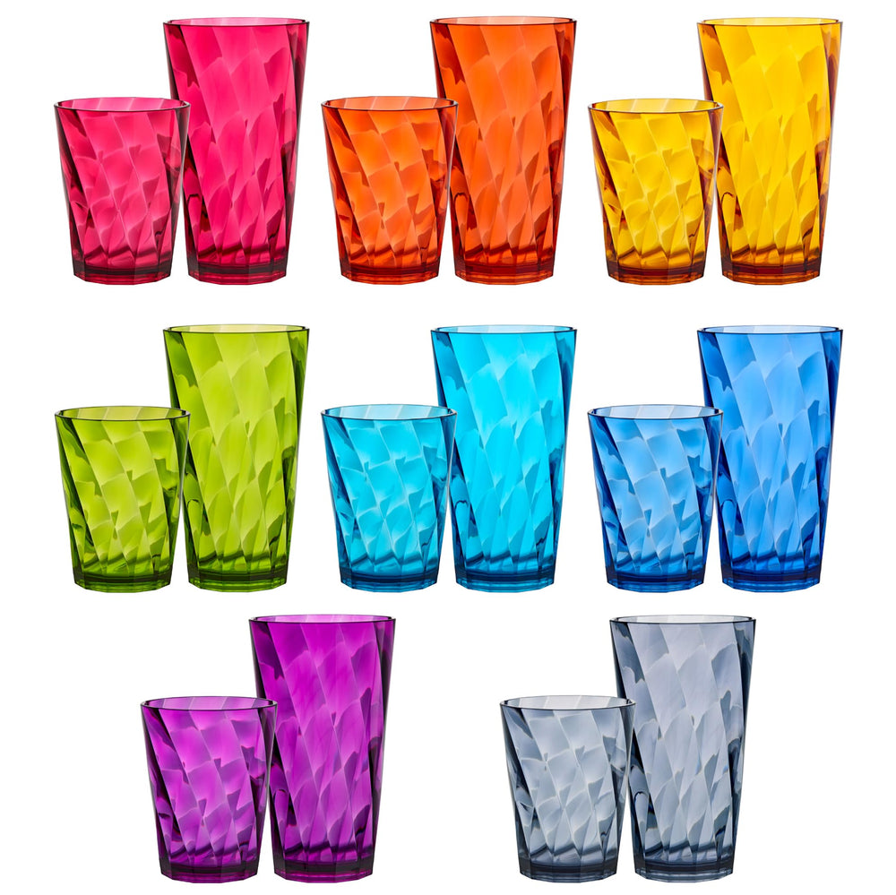 US Acrylic - vue avant du pack de 16 verres réutilisables apportant polyvalence