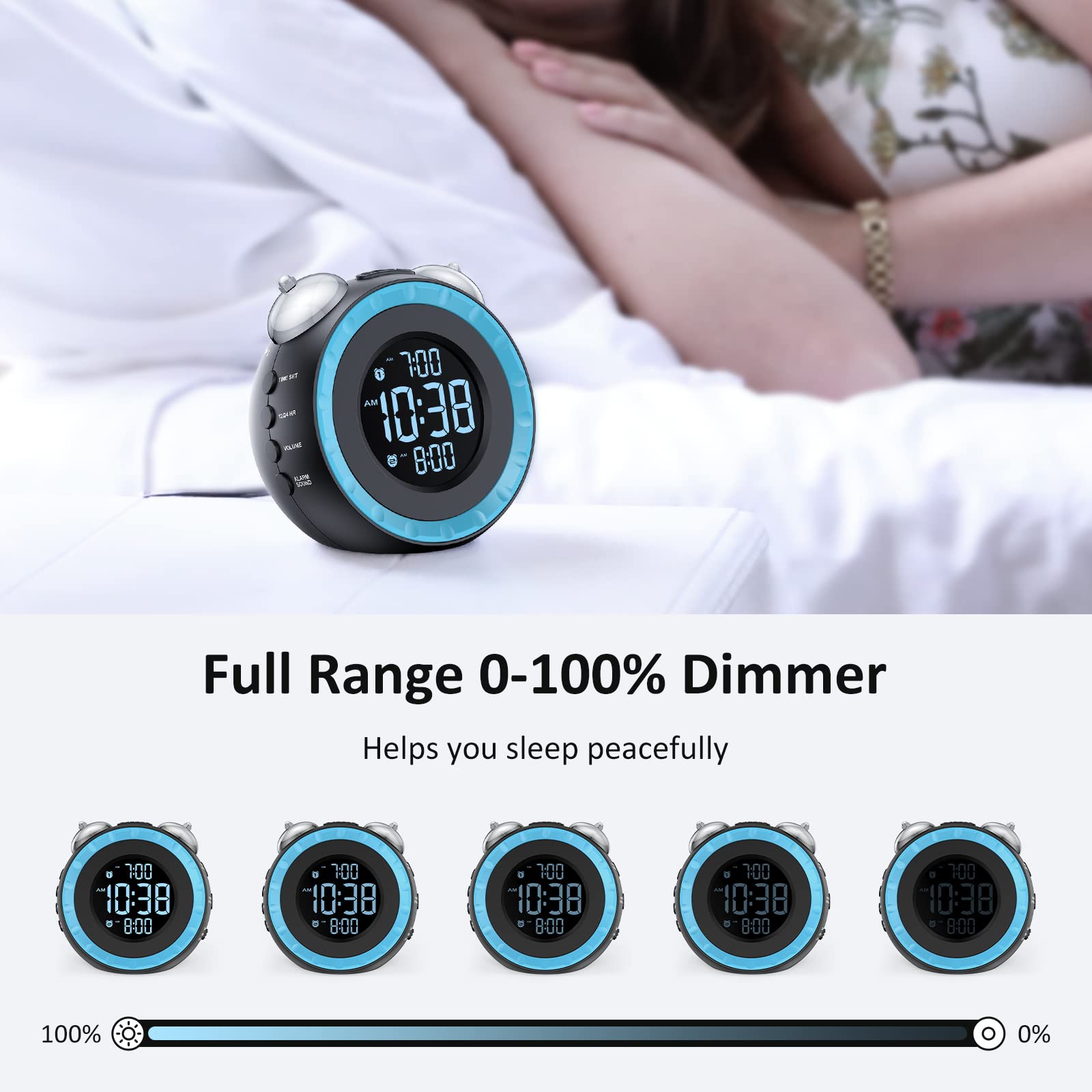 uscce affichage lumineux réglable, lisibilité adaptée au sommeil