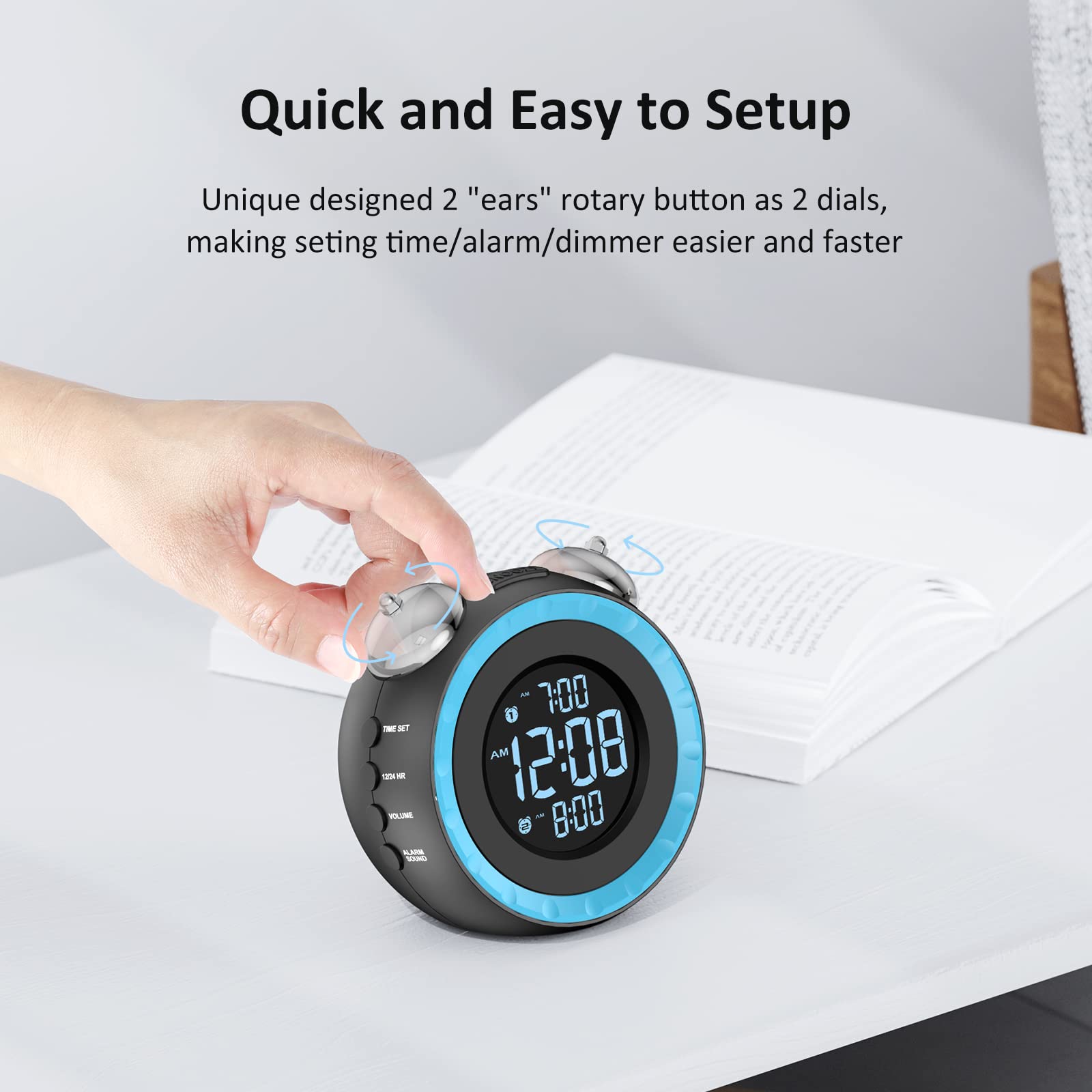 uscce port USB arrière visible, recharge pratique au chevet